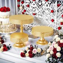 1pcsElegant Golden Cake Stand, Table Display Stand Decorative Cake Stand Dessert Pastry Plate Cold Meal Break Display Stand Afternoon Tea Snack Stand Light Luxury Cake Plate Suitable For Birthdays, Parties, Graduation Season Celebrations And Other Activities