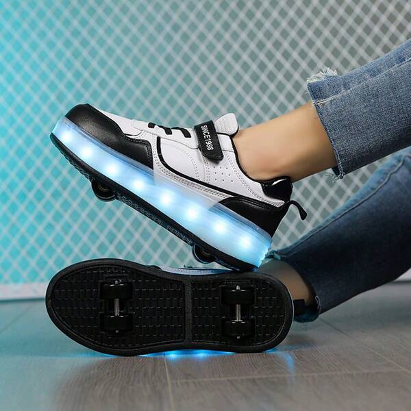 Zapatillas de verano transpirables y de moda para jóvenes, estudiantes y adultos, con ruedas LED desmontables de 4 ruedas, zapatos de patinaje para deportes al aire libre para hombres y mujeres, diseño de doble propósito