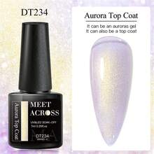MEET ACROSS 7ml 2 IN 1 Auroras Top Coat Glitter Pearl Pink Purple Color Auroras Laser Shimmer Mermaid Effect Gel Nail Polish DIY Semi Permanent Soak Off Nail Supplies
