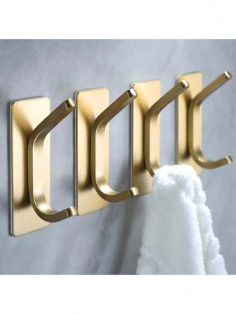 1/2/4PCS Strong Adhesive Wall Hooks, Self-Adhesive Hooks, Towels Hanger Hook, Coat Hanging Rack, Key Holder, Bathroom Kitchen Storage Hardware Accessories, Stainless Steel, Heavy Duty Towel Hooks, Clothes Rack Without Drilling, Powerful Waterproof Hooks, Shower Curtain Hooks, Wall Mounted, Rack For Towel, Hooks On The Wall, For Hanging Bathrobe Sponges In Bedroom, For Shower, Classroom, Garage, Apartment, College Dorm, Cabinets, Fridge, Organizer Bathroom Accessories Bathroom Tools