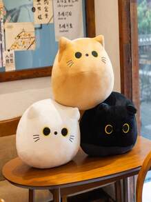 1 pieza Almohada decorativa adorable y linda en forma de gato, cojín de peluche de gato negro, muñeco de peluche de gatito, regalo de decoración del hogar para amigos