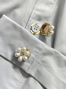 2pcs Button Cover For Shirt Flower Cufflinks Covers Flower Sleeve Button Clip On Button For Dress Wedding Tux Decoration Button Clothing Accessories Gifts