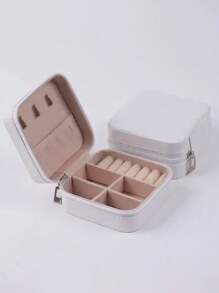 1pc Jewelry Storage Box With Mirror, PU Leather Jewelry Box, Jewelry Organizer, Travel Storage Box, Portable Jewelry Box, For Rings, Necklaces, Earrings, Pendants, Bracelets, Earring Storage, Cruise Essentials, Travel Essentials, Multi-Function Jewelry Storage Display Box, Gift Box For Girls And Women, Valentine's Day Gifts, Easter Gifts, Holiday Gifts.