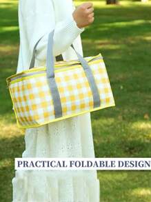 1 pièce Sac fourre-tout isotherme pour pique-nique - Matériau imperméable, panier de rangement multifonctionnel pour l'extérieur, les voyages et le camping, convient pour les pique-niques, le camping, les voyages, les fêtes et les festivals