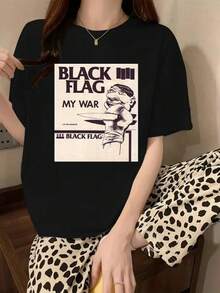 Black Flag Rock Band T-Shirt Men's Women's T-Shirt Summer Clothes Cotton Sports Tops Print Short Sleeves Loose Fit Fashion Large Size Unisex Popular Clothing