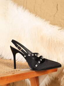 Sandalias de tacón alto para mujer 2025, diseño de punta estrecha, con adornos de cristal, diseño de tacón súper alto, elegante y de moda, apropiadas para fiestas, citas, tallas pequeñas 33-42