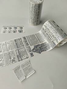 1 卷 8 米复古英文报纸文字和数字图案和纸胶带，DIY 装饰剪贴簿用品学校用品，返校 - 均碼 - 查看 19
