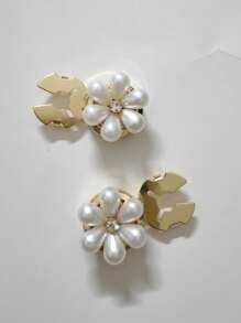 2pcs Button Cover For Shirt Flower Cufflinks Covers Flower Sleeve Button Clip On Button For Dress Wedding Tux Decoration Button Clothing Accessories Gifts