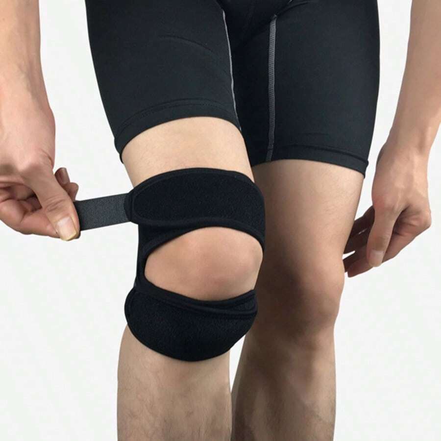 1pc Black Knee Support Strap, Compression Knee Brace Sleeve Wrap For Running, Outdoor Activities