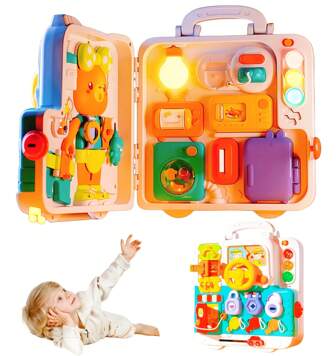 Toddler Toys For 1-2 Year Old Boy, Musical Montessori Busy Board, Early Educational Toy For Toddlers 1-3, Motor Skills Developmental Toy For 12-18 Month Age, Birthday Gift For 1+ Year Old Boy Girl