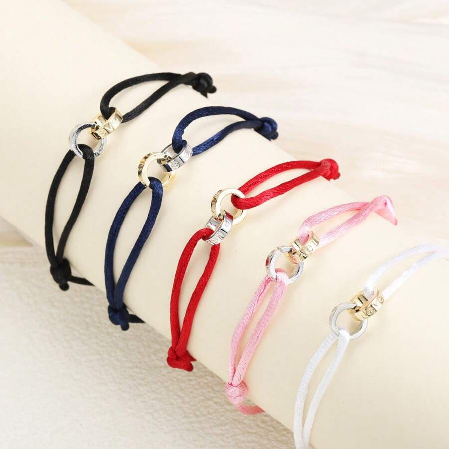 1 pieza Pulsera trenzada de acero inoxidable con diseño de círculo, apropiada para decoración diaria