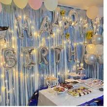 1 pieza Cortina de cuentas de plata de 1m*2m como decoración de fondo para fiesta, mesa de comedor y accesorios - Plateado - Ver 5