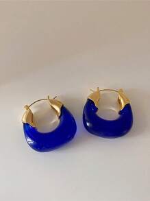 Women's Resin U-Shaped Retro Coffee Earrings, European And American Exaggerated Personalized Design, Niche High-End, Daily Commute Matching, Breaking Monotony, Adding Retro Chic, Party Wear As Visual Focus, Suitable For Autumn/Winter Outfits, Easily Upgrading Overall Styling