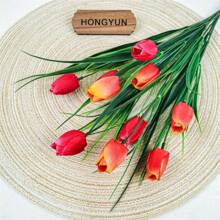 4 Bundles Artificial Tulips Flowers Bouquet Home Garden Wedding Decor