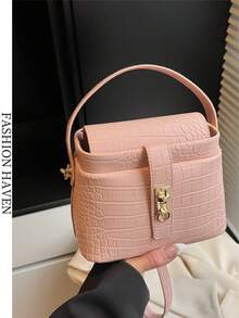 Neue kleine quadratische Tasche mit Krokodilprägung, große Kapazität als Schulter-/Umhänge-/Handtasche für Pendeln & Outdoor