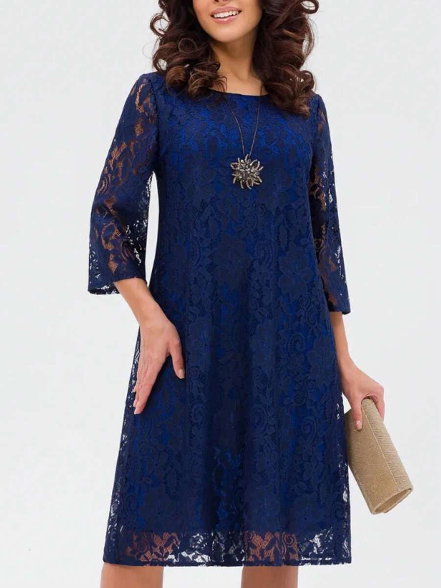 فستان حفلات أنيق، دانتيل متباين، مناسب للزفاف والسهرة والعطلات