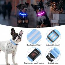 BSEEN Light Up Dog Collar - Water-Resistant LED Dog Collar Rechargeable Glow In The Dark Puppy Collar Safety Dog Lights For Night Walking - Blue - View 3