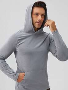SANOPY Men's Lightweight Hoodie Long Sleeve Shirts Fishing Hiking Running Thumbhole Hooded Quick Dry - 灰色 - 查看 5
