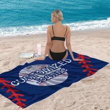 1pc Personalized Baseball Pattern Beach Towel & Blanket - Customized Name, Super Absorbent Quick Dry Microfiber, 240gsm, Suitable For Beach, Pool, Camping, Travel Summer Holiday Bathroom Decor, Multi-Functional, Durable, Ornamental, Reusable, Exquisite, Stylish, High-Quality, Colorful, Modern, Custom, Personalized, Unique, Home, Garden, Office, For Anniversaries, For Valentine's Day, For Mother's Day, For Birthdays, For Father's Day, For Graduation, For Weddings, For Housewarming Beach Essentials