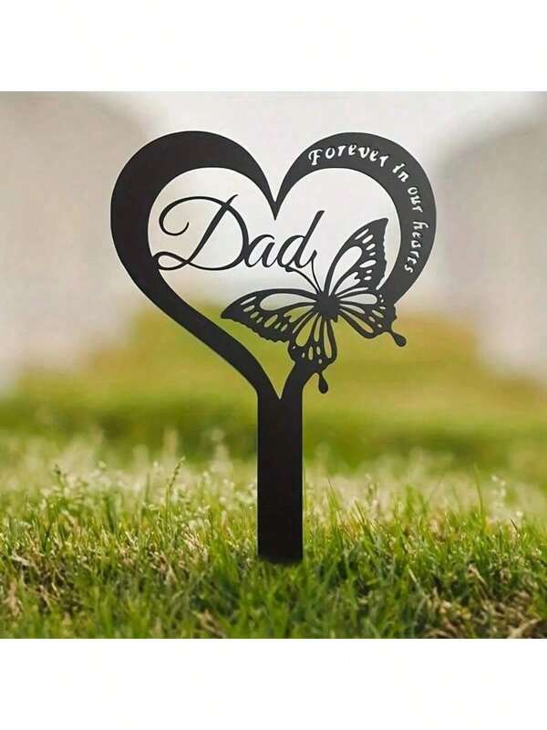 1 peça de decoração para cemitério, marcador de lápide de metal, estaca de jardim memorial para o pai, lápide à prova d'água com condolências para o pai perdido, uso externo