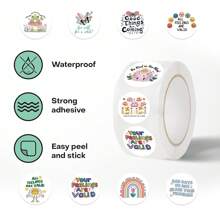 500 unidades Rollo de pegatinas de salud mental con dibujos animados, adhesivos de afirmación positiva, pegatinas estéticas, papelería, pegatinas de vinilo resistentes al agua para botellas de agua, computadoras, portátiles, teléfonos, equipaje, cuadernos, refrigeradores