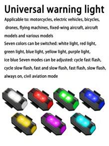 1pc Rechargeable 7-Color LED Flashing Warning Light, Motorcycle Night Riding Light, Multiple Lighting Modes, Suitable For Motorcycle, Car, Bicycle, Drone, Helmet Night