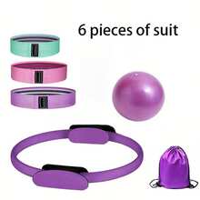 6pcs Pilates Ring Set - Includes Yoga Ball, Resistance Band, Booty Band - Multicolor - View 10