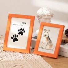 Pet Footprints Handprints Dog Paw Creative Birthday Gift Wooden Photo Frame Albums Personalized Modern 5/6/7/8 Inch Picture Frame Stand For Wall Hanging Decorative Commemorative Keepsake Gift