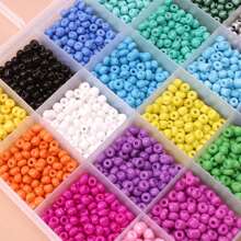1 caja de cuentas de semilla de laca sólida de 3 mm / 4 mm, 24 colores de cuentas de semilla para hacer pulseras, cuentas para pulseras de la amistad para niñas y adultos, cuentas pequeñas para manualidades de joyería DIY