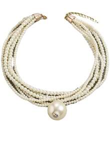 1pc Elegant Multi-Layer Faux Pearl Necklace, Synthetic May Birthstone, Simple Style Fashion Accessory For Women, Ideal For Party & Gift-Giving, Versatile For All Seasons
