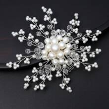 Peigne à cheveux de mariée avec perles, accessoires de mariée style coréen, accessoire capillaire floral blanc