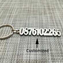 1pc Customized Digital Keychain, Personalized Phone Number Keychain, Lost Keychain, Found Keychain, Stainless Steel Keychain, Durable Metal Keychain, Father's Day Gift - Silver - View 11