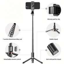 40-Inch Retractable Selfie Stick – Professional Floor Tripod For Live Streaming, With Wireless Remote, 360° Rotation, Stable Anti-Shake Design. Ideal For Travel Vlogs & Outdoor Live Streaming. Compatible With Smartphones Black For Summer Vacation, Travel, Outdoor Activities, Live Streaming Tripod Stand