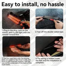 1set/4pcs Car Interior Atmosphere LED Lights With Sound Control And Remote Control, Multicolor, Music Rhythm Decoration Light For Car Footwell Customization