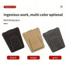 PU Leather Fashion Glasses Holder For Car Sun Visor - Multifunctional Clip For Glasses, Cards & Tickets, Black With Red Accents, Secure & Stylish Car Accessory, Sun Visor For Car