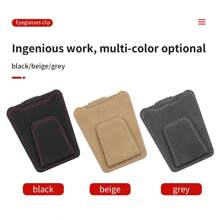 PU Leather Fashion Glasses Holder For Car Sun Visor - Multifunctional Clip For Glasses, Cards & Tickets, Black With Red Accents, Secure & Stylish Car Accessory, Sun Visor For Car