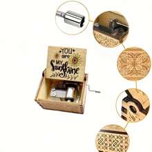 Vintage Retro Hand-Cranked Wooden Music Box Gift - Mini Portable Cute Musical Jewelry Box, Romantic Home Desk Decor For Birthday Christmas Valentine's Day (Women/Girls/Girlfriend)