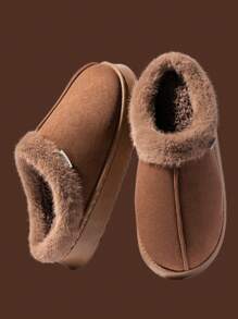 Women's Autumn/Winter Plush Lined Thick Sole Slippers, Comfortable Non-Slip Warm Indoor/Outdoor Soft Luxury Fuzzy Slides