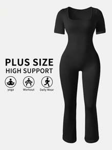 Plus Size Woman Activewear Yoga Seamless Gym Sports High Support Moisture Wicking Workouts Breathable Outdoor Jumpsuit
