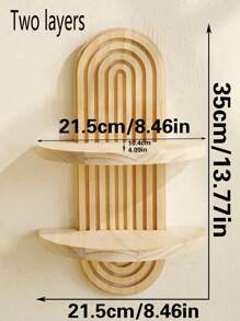1pc Bohemian Style Decorative Wooden Shelf, Wall Mounted Storage Rack For Living Room, Bedroom, Bathroom, Suitable For Display & Plants Decor