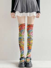 New Design Dragon Pattern Thigh High Stockings, Suitable For Daily Wear