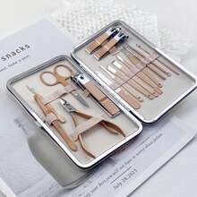 7/12/16pcs Portable Nail Clipper Storage Box With Portable Travel Case, Suitable For Home And Travel Use, Including Straight Edge Scissors And Files, Ear Spoons, Scissors - Professional Travel Beauty And Care Tools