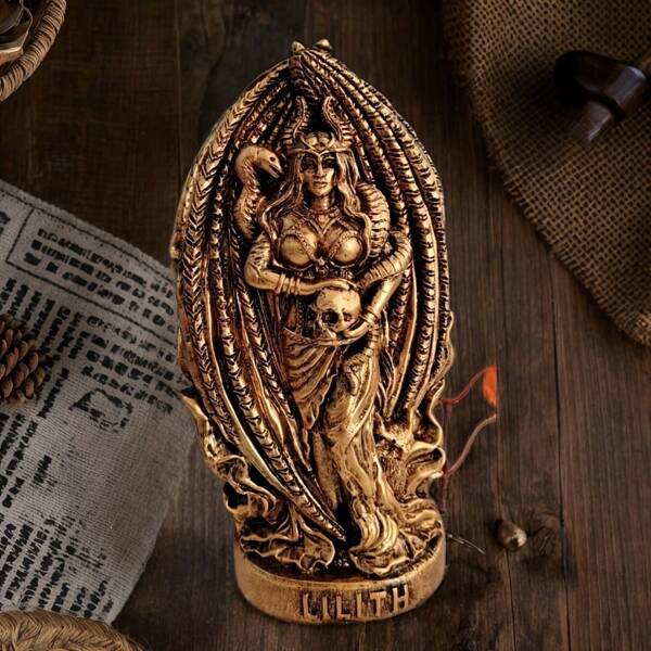 Classic Resin Goddess Lilith Statue, Freestanding Mythological Art Piece, Suitable For Pagan Altars, Indoor & Outdoor Decor, Fits All Room Types, Ideal For Christmas, Halloween, Easter, Thanksgiving, Valentine's Day - No Electricity Required