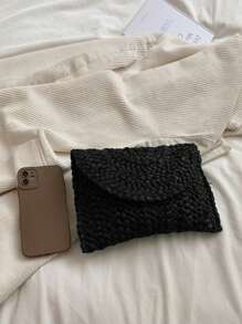 BAILEE 1 pieza Bolso de mano de cena con trenzado de hoja de maíz, bolso grande de mujer de paja de estilo sólido y simple para moda, ideal para vacaciones, viajes, combinar con ropa de moda y salir de compras con amigos