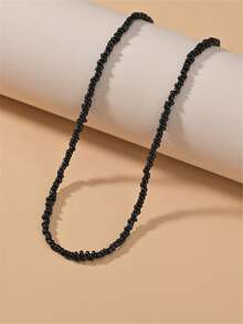 1pc Boho Style Beaded Necklace, Simple And Practical Multifunctional - Black - View 3