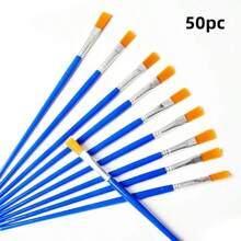 100 pezzi/50 pezzi/30 pezzi/10 pezzi Pennelli per arte e linee in plastica blu con manico, adatti per pittura, disegno e contorni, ideali per il ritorno a scuola, forniture scolastiche