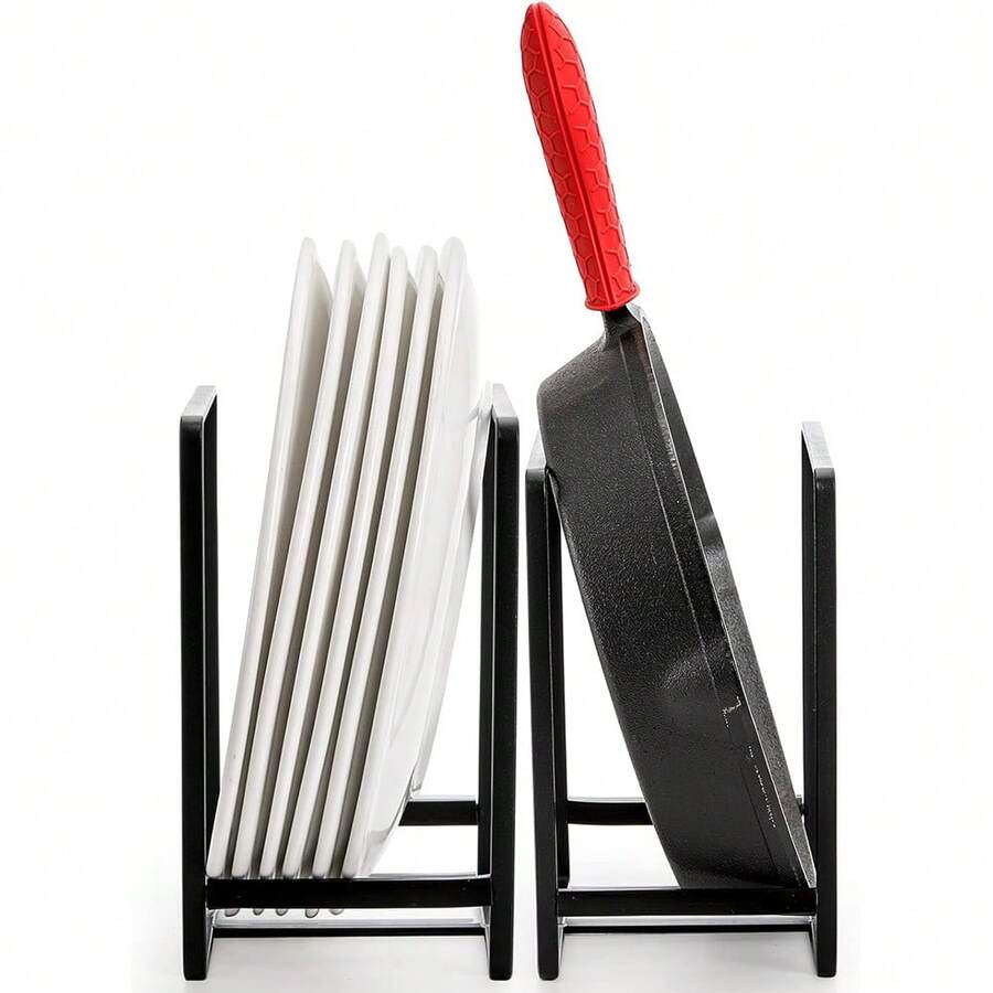 2件/3件装金属碗碟架，适用于橱柜、台面、食品储藏室，可放置碗碟，立式碗碟晾干架 - 彩色 - 查看 1