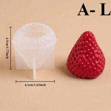 Molde de silicona en forma de fresa para velas 3D, molde de artesanía de velas con forma de fruta, suministros de decoración para fiesta, herramienta para decorar pasteles de chocolate, resina y fondant, decoración del hogar, regalo de cumpleaños del Día de San Valentín