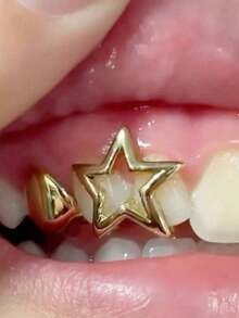 THATBOY 1pc/2pcs/4pcs Set Hollow Star Grillz, Simple & Gold Teeth Grillz Suitable For Men & Women Daily Wear - Multicolor - View 7