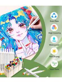 A Group Of 9 Pieces To Form A Color Series. These Are Soft-Tip Acrylic Markers, Which Are Also Art Pens For Drawing. Can Be Used For Color Layer, Does Not Penetrate Paper, Suitable For Graffiti On A Variety Of Surfaces. Colorful , Back To School Gifts